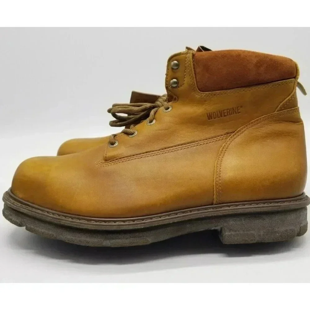 Wolverine Durashocks Work Boots Vibram Soles Fusion EH Tan Leather Men 14 E NWOB